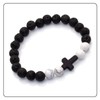 Fusamk Fashion Yoga Natural Stone Bracelet Religious Cross Beads Link