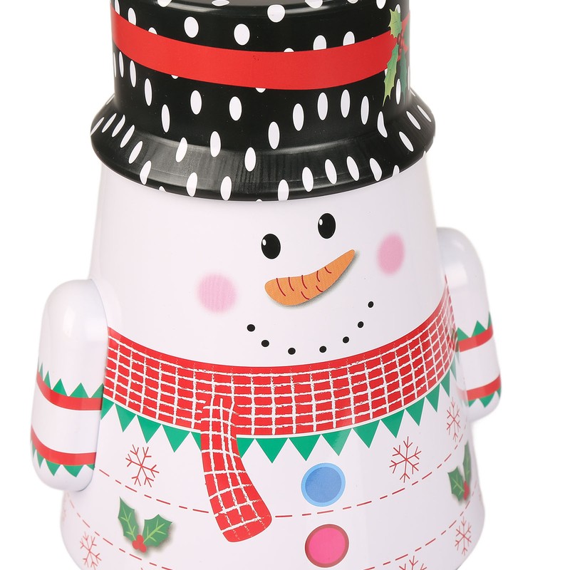 Christmas Candy Iron Box Roly Poly Design Santa Claus Snowman