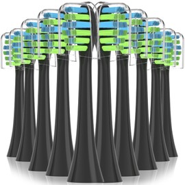 Replacement Toothbrush Heads with Covers for 7am2m AM101/AM105 Electric Toothbrush,10 Pack,Black
