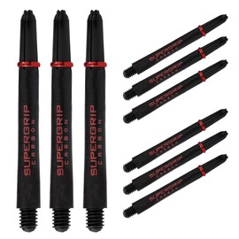 Harrows Darts 3 x Sets of Supergrip Carbon Dart Stems - 9 Dart Shafts in Total - Medium, Midi & Short (Red, Medium)