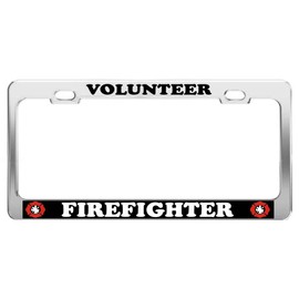Product Express Volunteer Firefighter #2 CAR Accessories Chrome Steel TAG License Plate Frame
