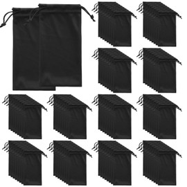 Toyosport 150 Pcs Microfiber Sunglasses Pouch, Soft Black Drawstring Storage Bags for Glasses, Eyewear Organizers, Portable Protective Cases for Jewelry and Small Valuables