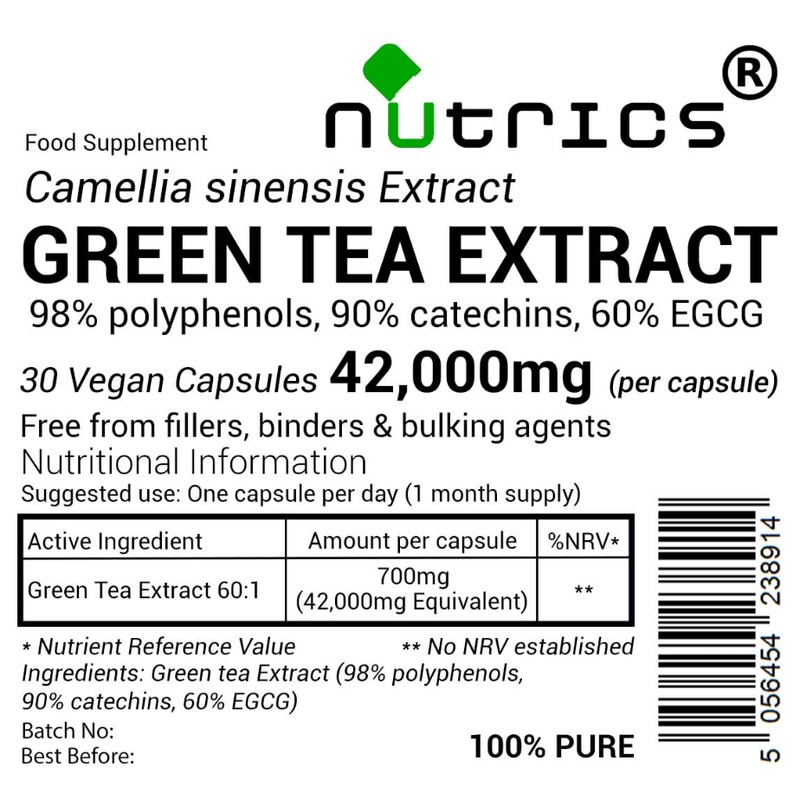Nutrics® 42,000mg (per Capsule) Green Tea Extract 98% Polyphenols 90%
