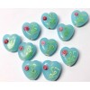 TMGP 10 Lampworked Glass 15x15x7mm Light Aqua Blue Hearts with