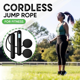 Cordless Skipping Ropes for Adults, Ropeless Skipping Rope with Counter Cordless Skipping Rope Smart Digital Gravity Ball Jump Rope with Extra Rope for Home Workout Equipment for Women Men