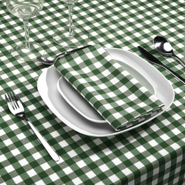 LAN&LAN Washable Checked Tablecloth with Fabric, Tablecloths High Quality Made, for Indoor and Outdoor Use (Green, 140 x 250 cm)