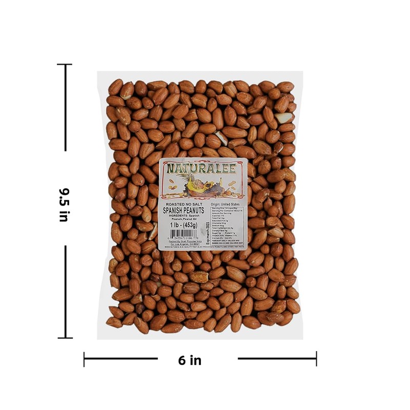 Naturalee Peanuts, With Skin Spanish Peanuts 1 lbs - Roasted