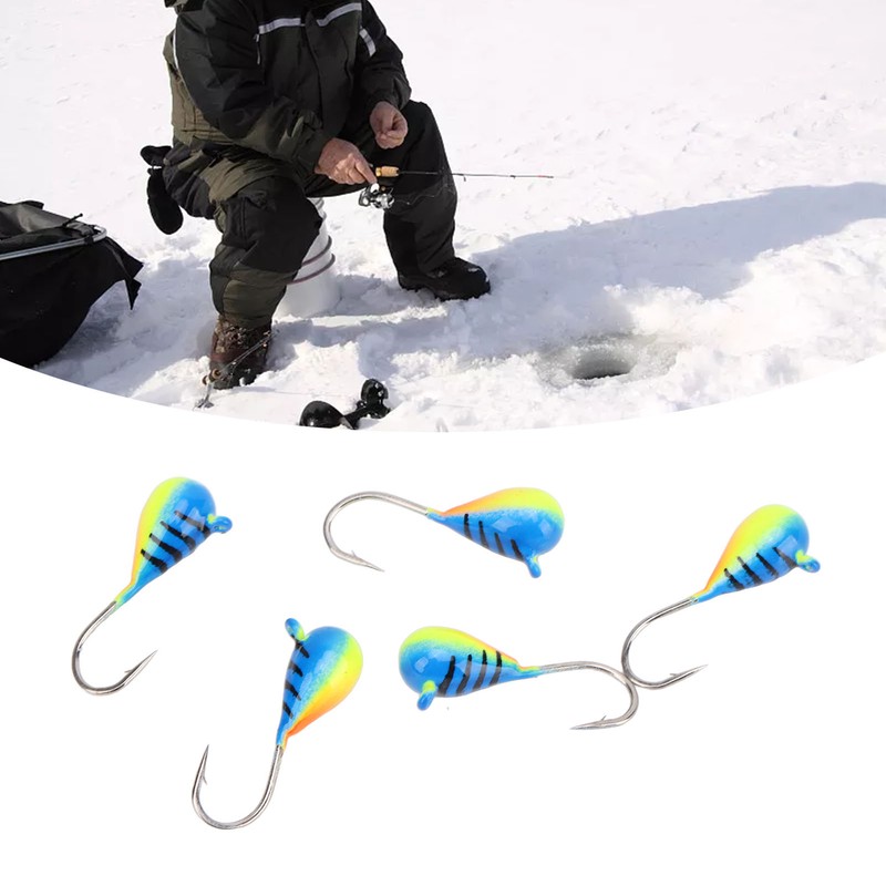 5 Pcs Ice Fishing Jigs Kit High Carbon Steel Ice