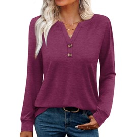 XIEERDUO Casual Tops for Women Womens Long Sleeve T Shirts Tunics Or Tops to Wear with Leggings Fall Outfits Plus Size Purple 2025 Fashion 2XL