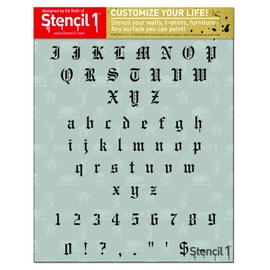 Stencil1 Old English Font Stencil 1/2" Letters - Upper and Lower Case Stencils Alphabet Stencil for Bullet Journal Supplies Scrapbooking Painting Drawing Craft