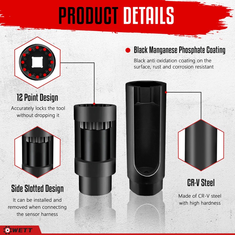 WETT Oxygen Sensor Socket Set, 7-Piece Oil Pressure Sensor Removal