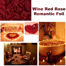 AWCCXMYM 1000PCS Wine Red Fake Rose Petals for Romantic Night Romantic Festive Atmosphere Creation for Marriage Proposa Wedding Decoration Party Activities