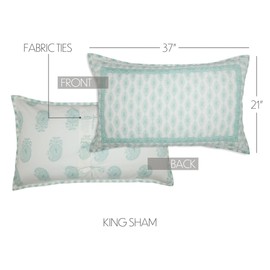 VHC Brands Avani Boho Farmhouse Bedroom Decor, King Sham 21x37, Paisley Sea Glass Green