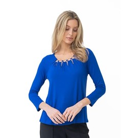 Cable & Gauge Ring Neck Top, Angel Fish Blue, M