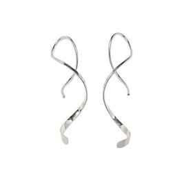 Spiral Threader Earrings for Women Twisted Curved Drop Dangle Earrings stainless steel Minimalism Earrings Fashion Earrings-Silver
