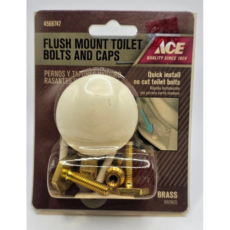 ACE Flush Mount Toilet Bolts And Caps Brass #4568747