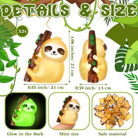Soulchen 24 Pcs Mini Resin Sloth Animals Glow in The Dark Sloth Miniature Figures Bulk Luminous Small Little Animals Figures for Micro Garden Landscape Dollhouse Hide Crafts Aquarium Decorations