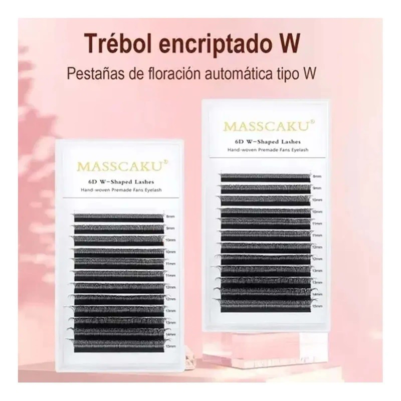 Extensiones De Pestañas W Shape 6d Double Tip 8-15mm Mix