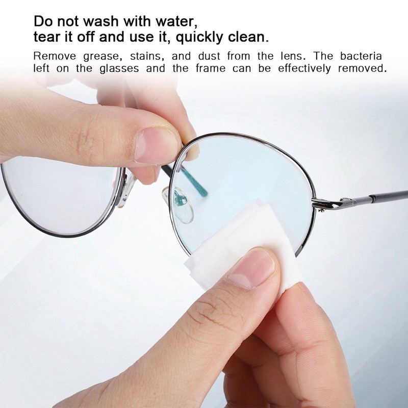 100PCS Glass Resin Lens Clean Wet Wipes Cleaning Disinfection Antibacterial