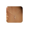 Turandoss White Gold Cross Necklace for Women - Dainty 14K