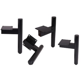 ECLV 4PCS Modern Black Steel Cabinet Legs, 6'' x 2 3/8'' x 1/8'', Perfect for Coffee Table, Cabinet, Sofa, Bed