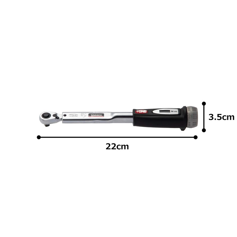 トネ(TONE) プレセット形トルクレンチ(ダイレクトセット・コンパクトヘッドタイプ) T2MN6CH-QL 差込角6.35mm(1/4") ブラック 6N・m