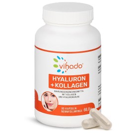 Vihado Hyaluronic Acid High Dose + Collagen Capsules, Hyaluronic Collagen Hydrolysate Complex, 90 Capsules, Pack of 1 (1 x 66.8 g)