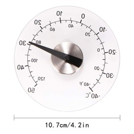 Tkxjry Transparent Round Outdoor Thermometer, Window Thermometer, Outdoor Window Thermometer, Analogue Window Thermometer, Outdoor Thermometer, -40 to 50 Degrees Celsius, 11 cm Diameter