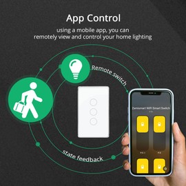 Smart Light Switch, 2.4GHz Wi-Fi, Neutral Wire Required, Matter-Certified Touch Wall Switches with Glass Panel, Works with Home SmartThings App Control (3 Gang)