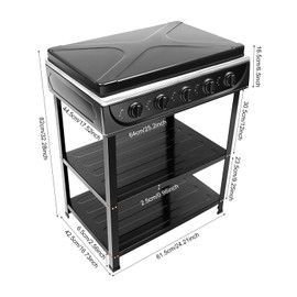 Outdoor Propane Gas Stove, 5 Burner Portable Stand Cooker Camping Natural Gas Stove Outdoor Cooking Gas Stove for Backyard Cooking High Pressure Single Cooker Cooking Home Brewing Camping Turkey