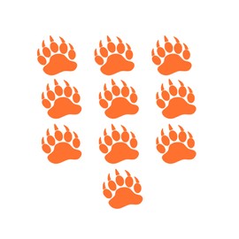 10 Mini Bear Paw Iron On Decals, Grizzly Bear Paws & Claws, Animal Heat Transfer, School Spirit Decal, Mini Paw Claws (Orange)