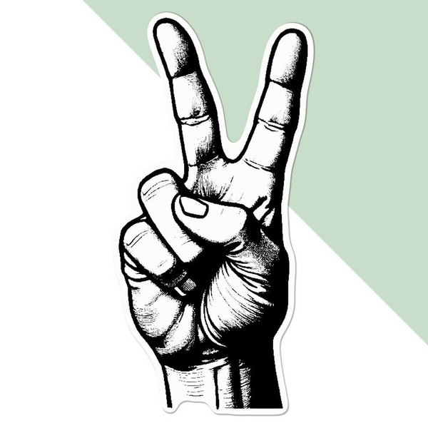 Large 210mm 'Peace Sign Hand Gesture' Permanent Sticker Decal for