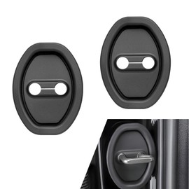 Titgoes 2 PCS Car Door Latch Lock Cover, Silent Shock Absorption Car Door Latch Guard, Silicone Auto Lock Cover Parts Protective Pads, Fit for Most Vehicles (Black)