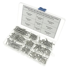 MCMASKE Metric M3.5 M4.2 M4.8 304 Stainless Steel Phillips Flat Head Self Tapping Screws Assortment Kit;Pointed Tapping Screws for Sheet Metal