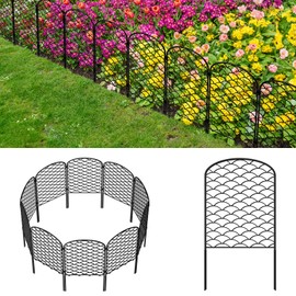 Skcoipsra Decorative Garden Fence 20 Pack, 24in(H) x 21ft(L) Animal Barrier Fence, Rustproof Metal Fencing for Yard, Dog Rabbits Wire Section Garden Edging Border for Yard Patio Garden, Arched