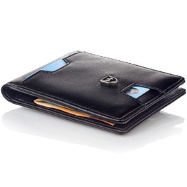 Kronenschein® Premium Men's Wallet with Money Clip, Slim Men's Wallet, Purse, RFID Protection, Credit Card Case, Card Case Gkm-04 Premium faux leather, black