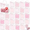Hosuly 50 Pcs Pink Bow Clear Plastic Gift Bags with