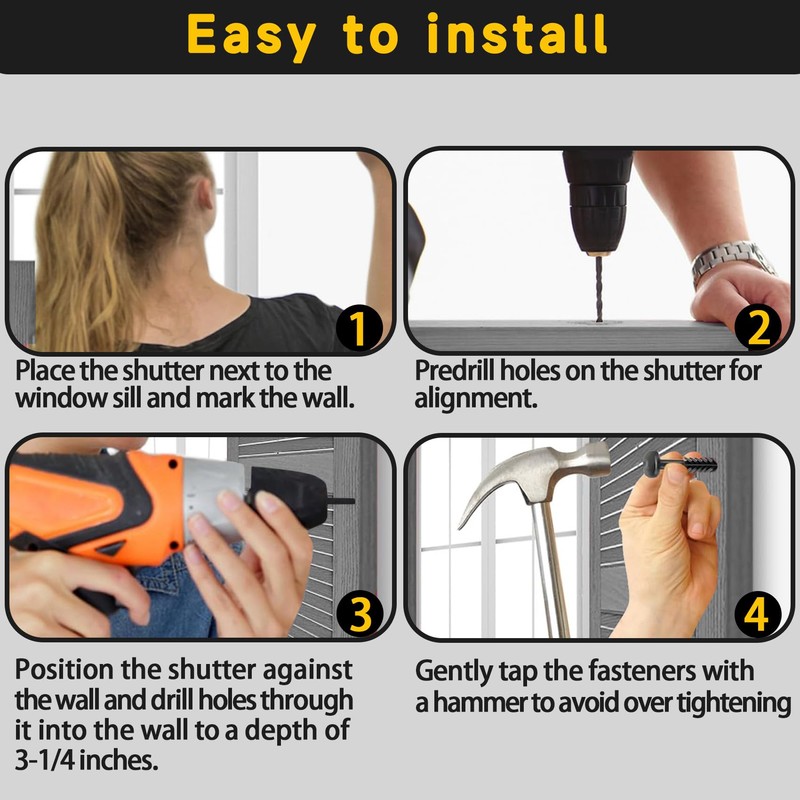 38 Pack Vinyl Shutter Fasteners for Windows Outside, Plastic Shutter