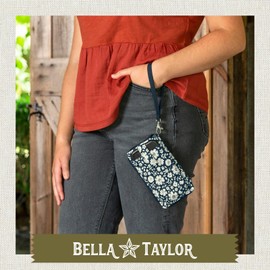 Bella Taylor Cell Phone Wallet for Women | with Detachable Wristlet, Smartphone Pocket and RFID Protection | Bicolor Floral Navy