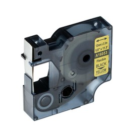 vhbw Label Tape Compatible with Dymo LabelManager 260P, 280, 300, 350, 350D, 360D, 400 Label Printer 12mm Black on Yellow, Flexible