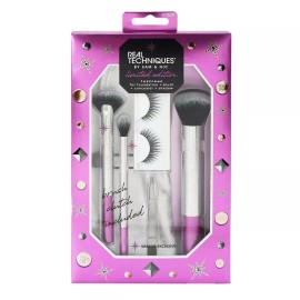 Real Techniques NEW Real Techniques Lustrous Brush Set with Lashes and Tweezers Limited Edition