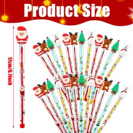 Qilery 24 Lápices Navideños Surtidos Lápices de Empuje Apilables de Múltiples Puntas con Forma de Árbol de Navidad, Papá Noel, Muñeco de Nieve, Alce para Recuerdos de Fiestas Escolares
