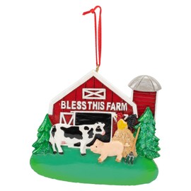 Kurt S. Adler Weihnachtsdekoration Dekoartikel ''Bless This Farm'', Kunstharz, 7,6 cm, Grün