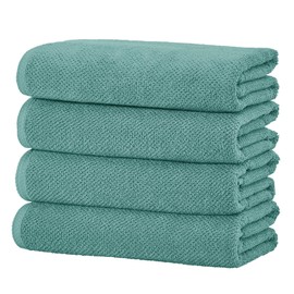 Great Bay Home Great Bay Home Blue Bath Towels - 100% Cotton 4 Pack 54x27 Bath Towel Set - Absorbent, Quick-Drying, Durable Towels for Bathroom Decor - Low-Twist, Two-Ply Fibers (Mineral Blue)