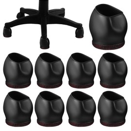 Veemoon 10pcs Office Chair Caster Stopper Cup Chair Wheel Protector Covers Rolling Furniture Feet Caster Cups Hardwood Floors Protectors Pads Stool Non-Slip Caps for Home Office, TPE, Black