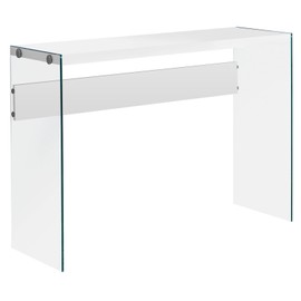 Monarch specialties , Console Sofa Table, Tempered Glass, Glossy White, 44"L