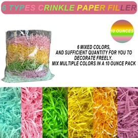 YOOBABOO 6 Colors Easter Grass,Easter Basket Grass,Crinkle Paper Filler Grass Basket Filler,Shredded Paper For Gift Baskets 283g(10 Oz)