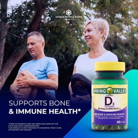 Unique Bundle Store Vitamin D3 50 mcg (2000IU), 200 Softgels - Dietary Supplement (Pack of 1)