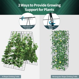 Giantex 8 Panels Cucumber Trellis, A-Frame Garden Trellis for Plant Climbing, Greenhouse Vegetable Fruit Grow Support with 18 Clips, 16 Ground Stakes, 8 Spiral Connectors, 12 Cable Tie, Twist Tie