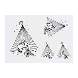 Azeeda 4 x 'Zirkuszelt' Temporäre Tattoos - Wasserfest, Hautfreundlich & Ungiftig · Transfers in Verschiedenen Größen (TO00058002)